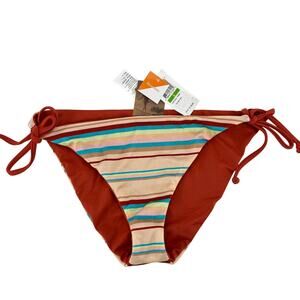 Reef Festival Tribe Stripe Reversible Tie Side Bikini Bottom Size L Made in USA